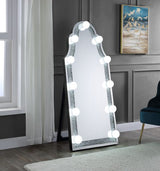 ACME Noralie - Accent Floor Mirror - Mirrored & Faux Diamonds - Wood | Meri Furniture