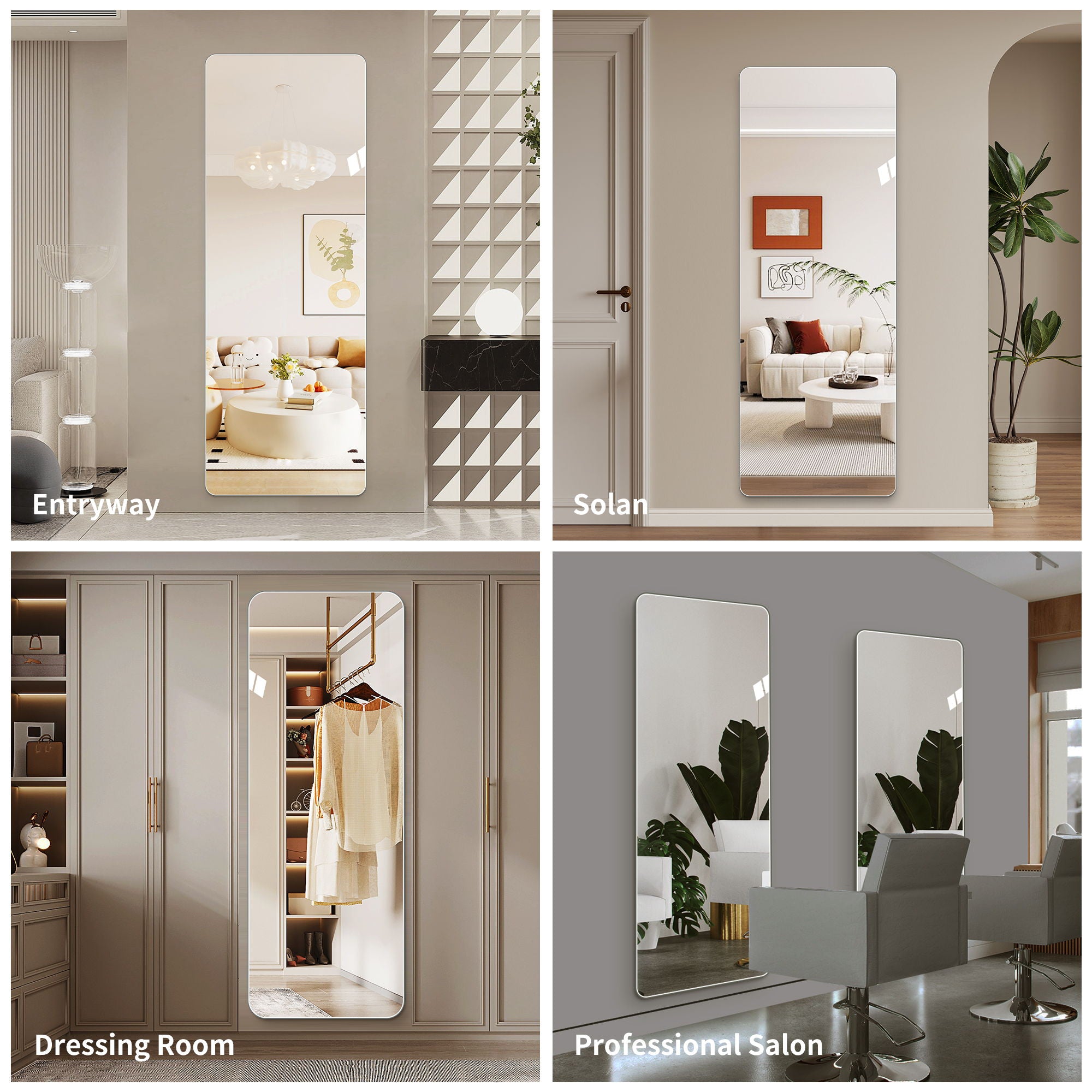 Full Body Round Corner Mirror For Living Room