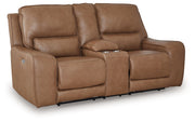 DeepWakes - Power Reclining Loveseat / Console / Adjustable Headrest - Caramel