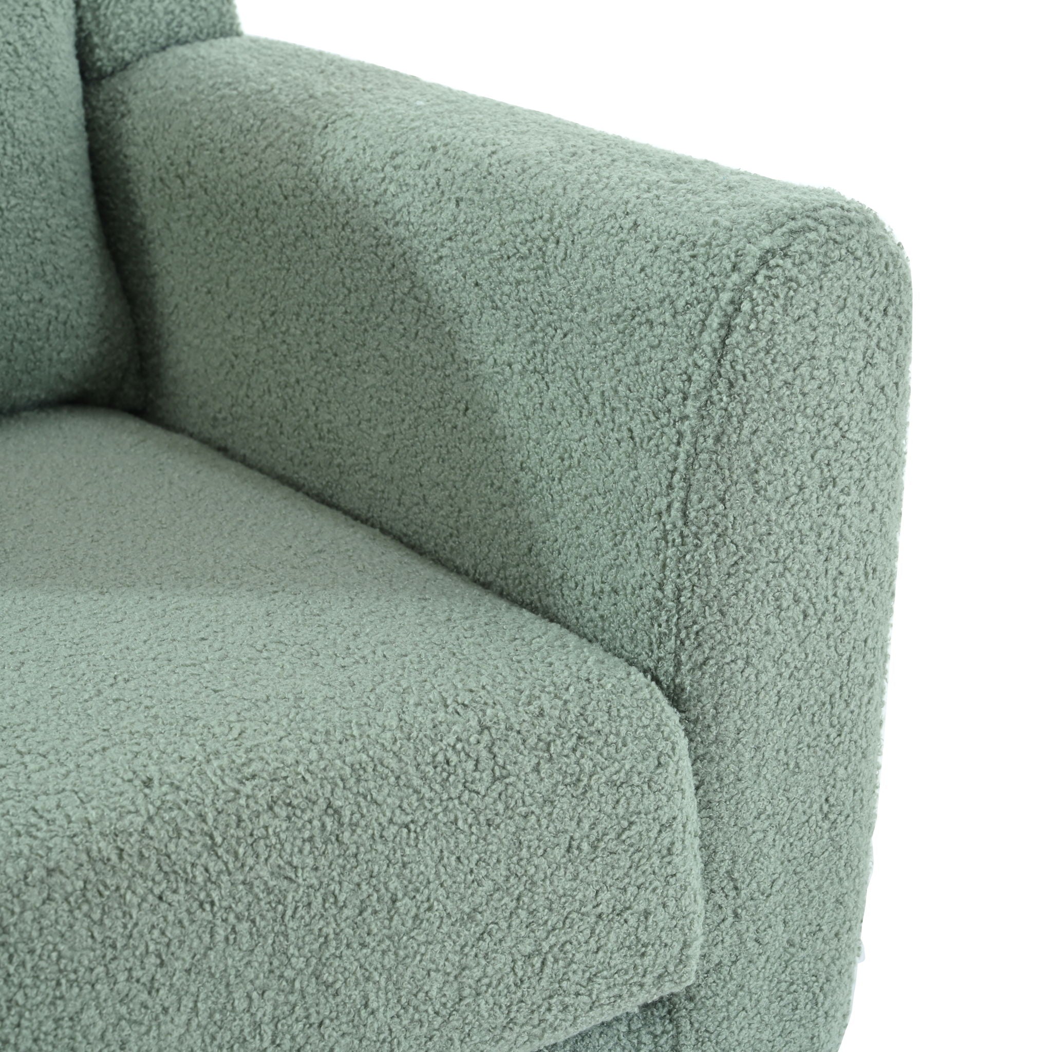 Modern Accent Chair, Teddy Fabric Living Room Chairs Comfy Reading Chair, Mid Century Accent Chair, Lounge Arm Chairs Armchair For Living Room Bedroom - Light Green