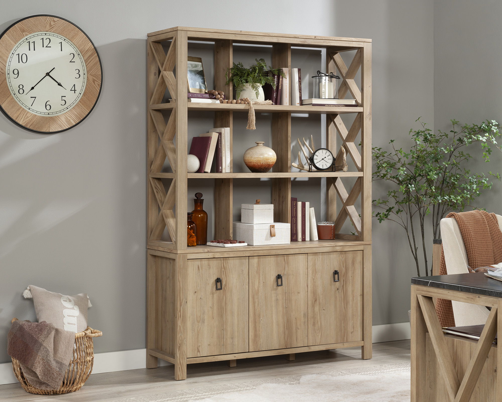 Wall Storage Bookcase in Khaki Pine