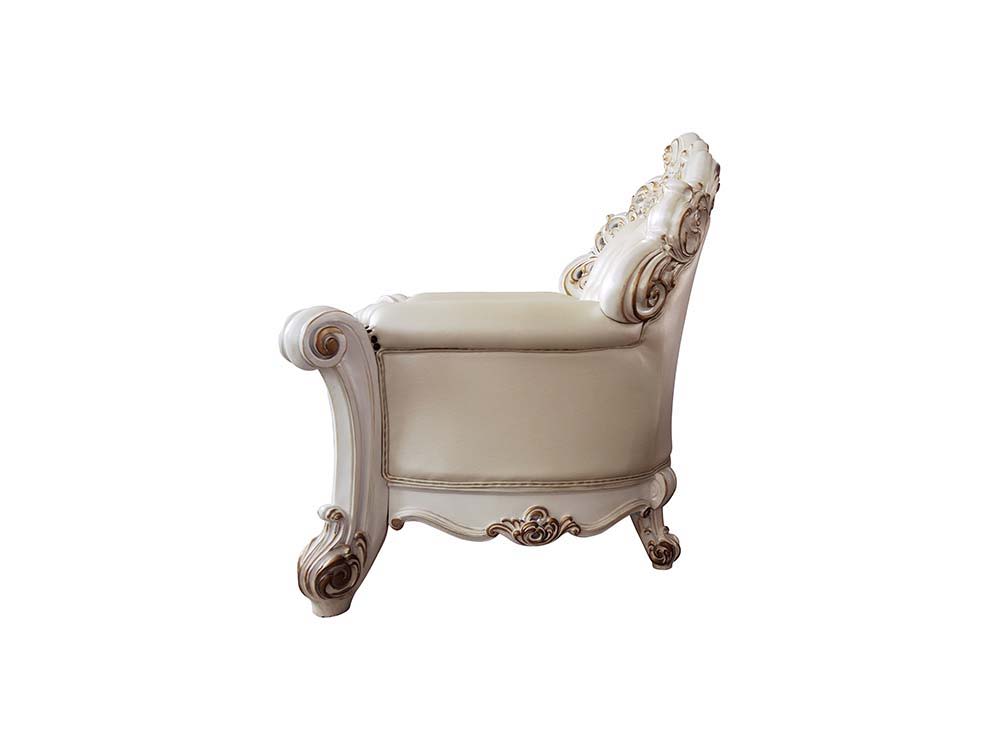 ACME Vendom - Chair - Champagne PU & Antique Pearl Finsih | Meri Furniture