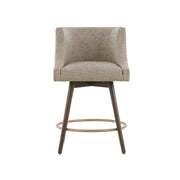 Swivel Counter Stool With Antique Bronze Detailing - Beige Multi