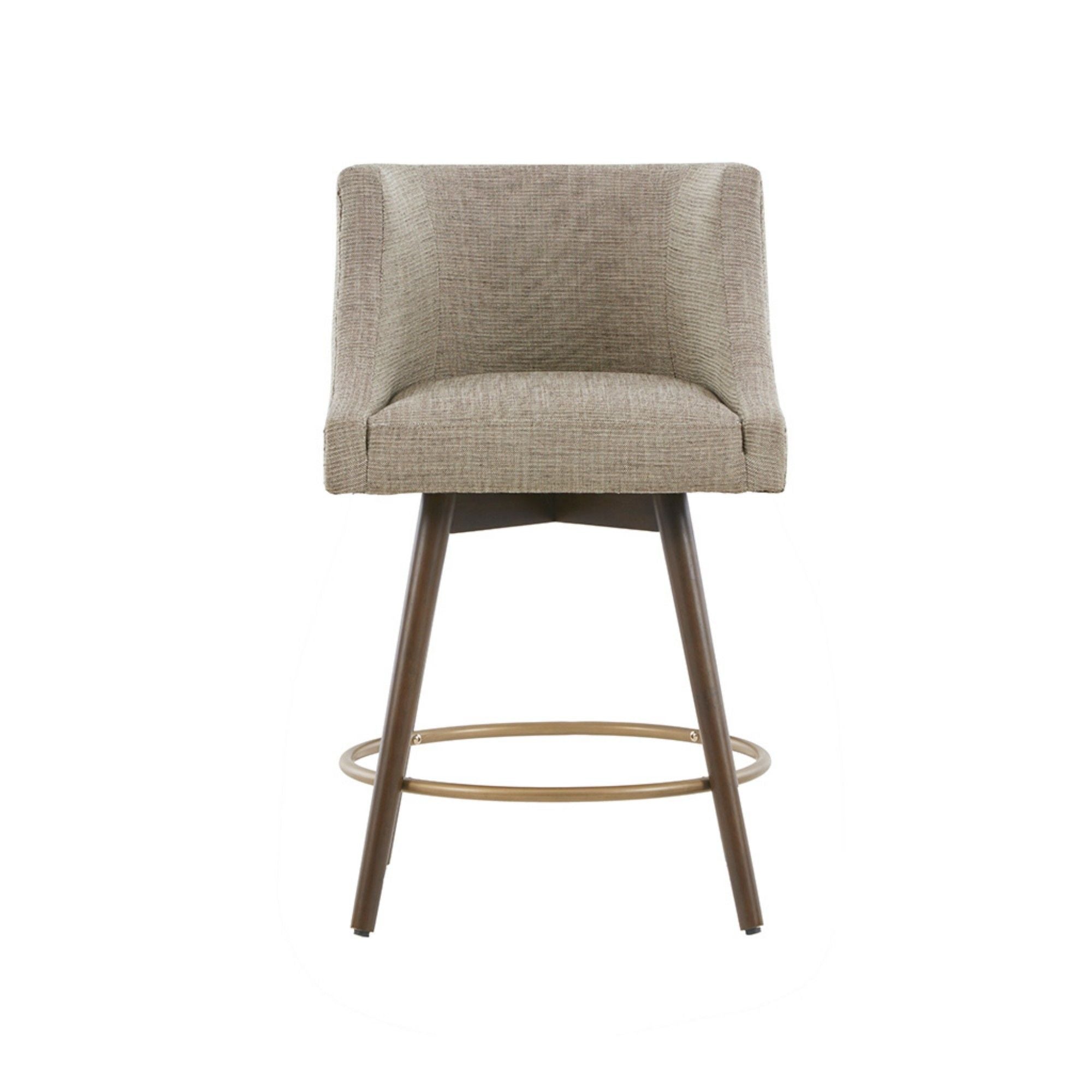 Swivel Counter Stool With Antique Bronze Detailing - Beige Multi