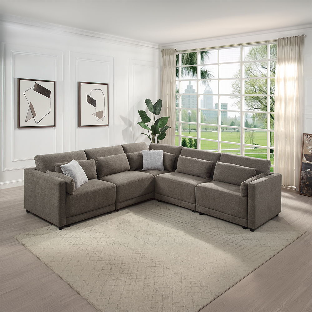 ACME Rylie - Modular Wedge With 3 Pillows - Dark Gray | Meri Furniture