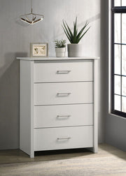 Celeste 32"W White 4-Drawer Chest with Silver Handles