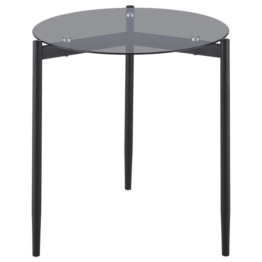 Coaster Fine Furniture Rosalie - Round Smoked Glass Top End Table - Sandy Black | Meri Furniture