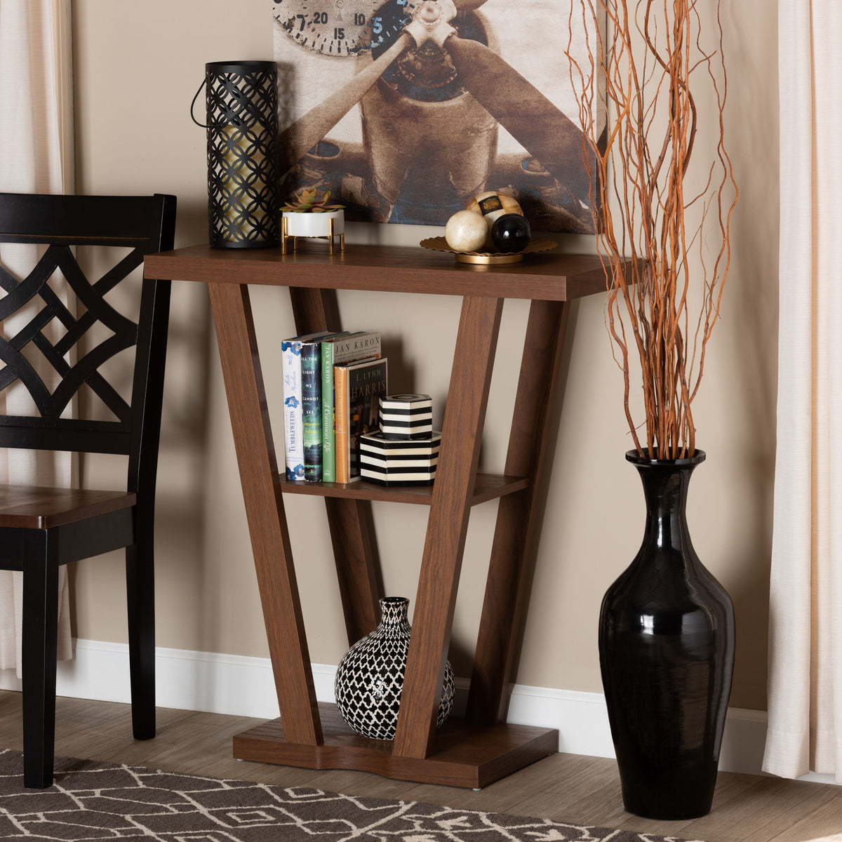 Boone Modern and Contemporary Walnut Brown Finished Wood Console Table
