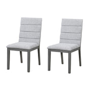 Tufted Upholstery Modern Dining Chairs (Set of 2) Sleek Comfort With Rubber Wood Frame - Gray / Oak