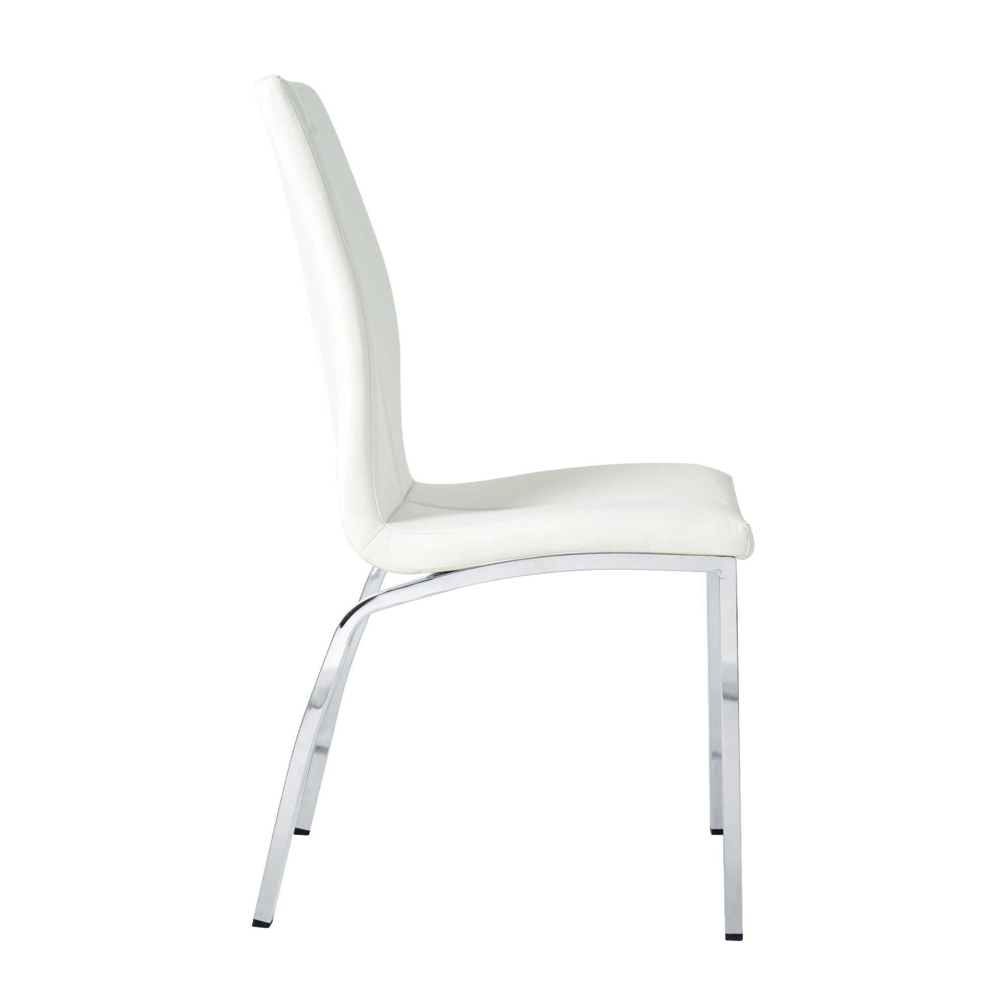 Modern Upholstered Dining Chair (Set of 4) With Electroplated Metal Legs - White