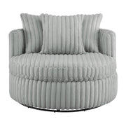 Mindy - Oversized Swivel Barrel Chair - Gray