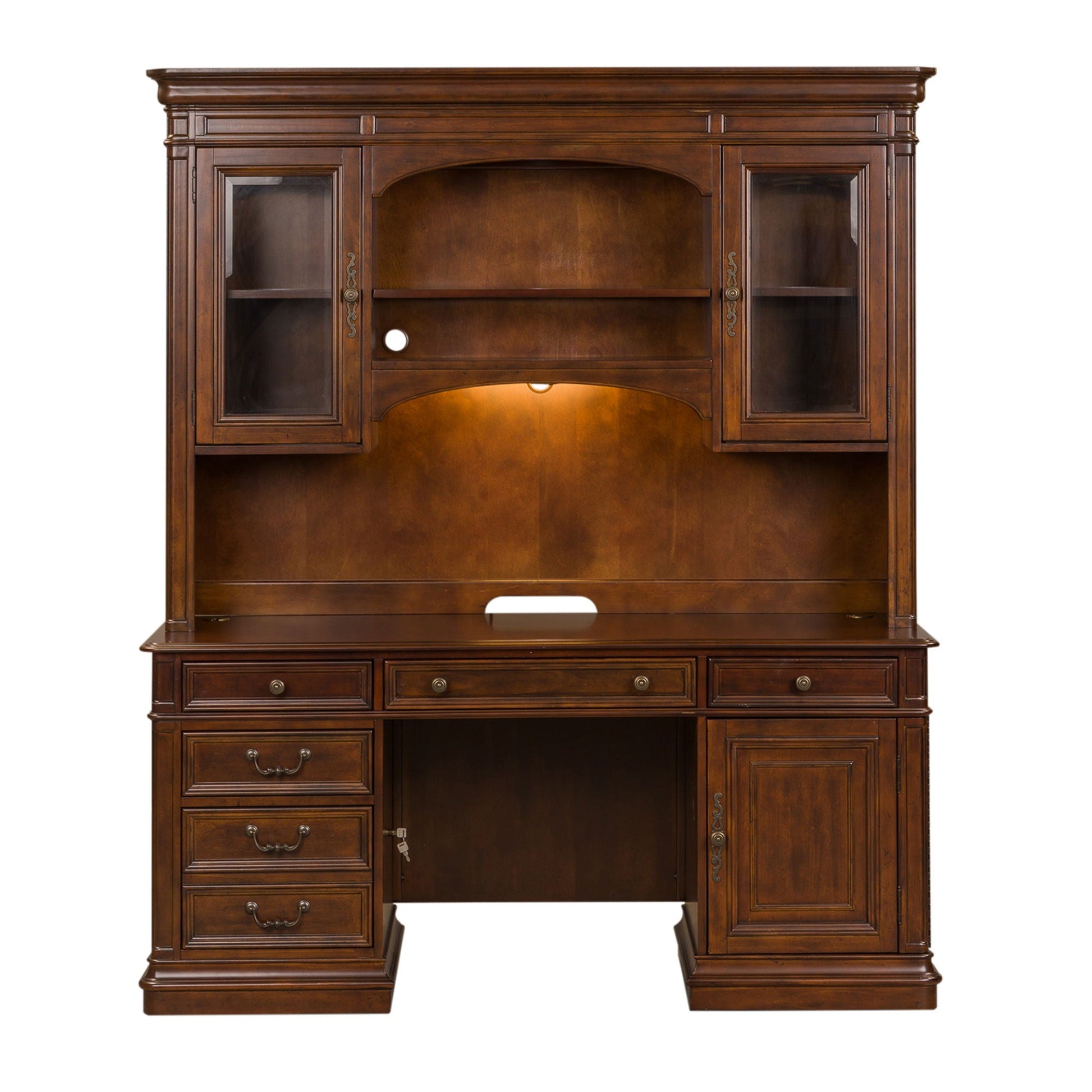 Liberty Furniture Brayton Manor - Jr Executive Credenza Set - Dark Brown | Meri Furniture