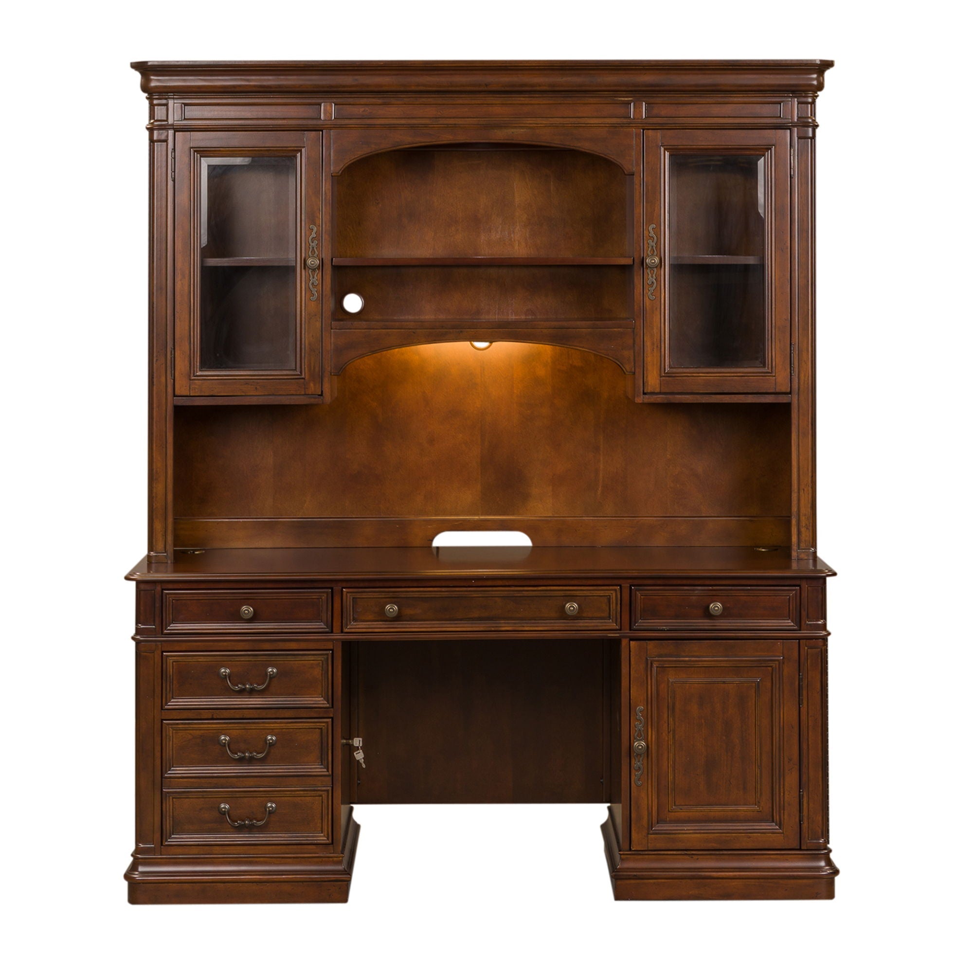 Liberty Furniture Brayton Manor - Jr Executive Credenza Set - Dark Brown | Meri Furniture