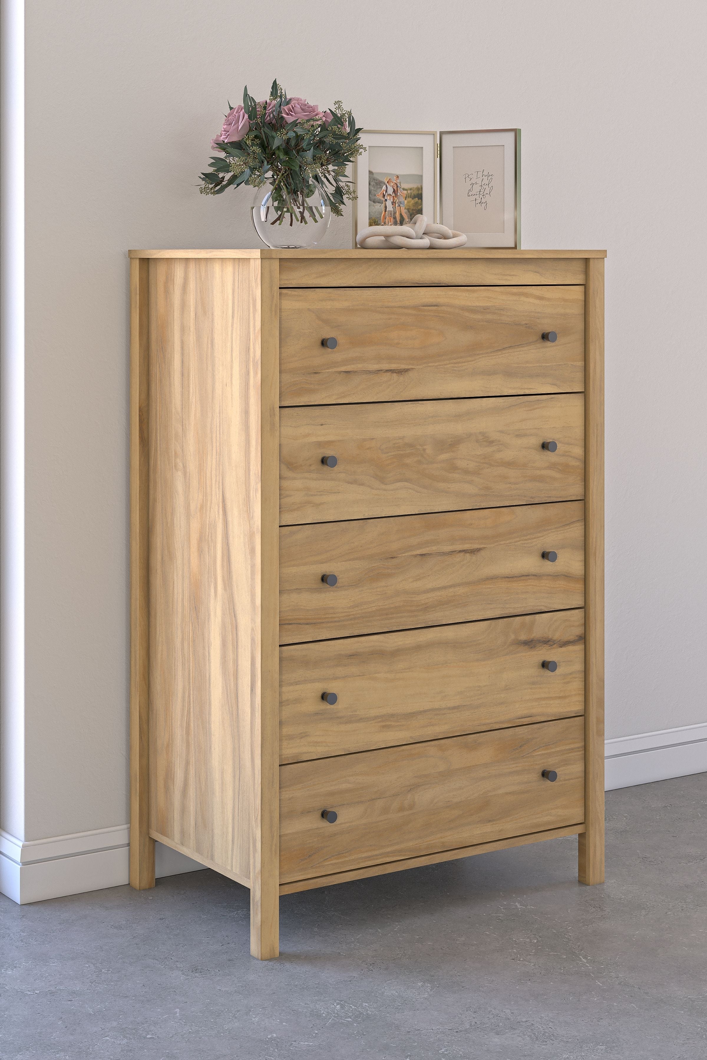 Signature Design by Ashley® Bermacy - Light Brown - Five Drawer Chest | Meri Furniture
