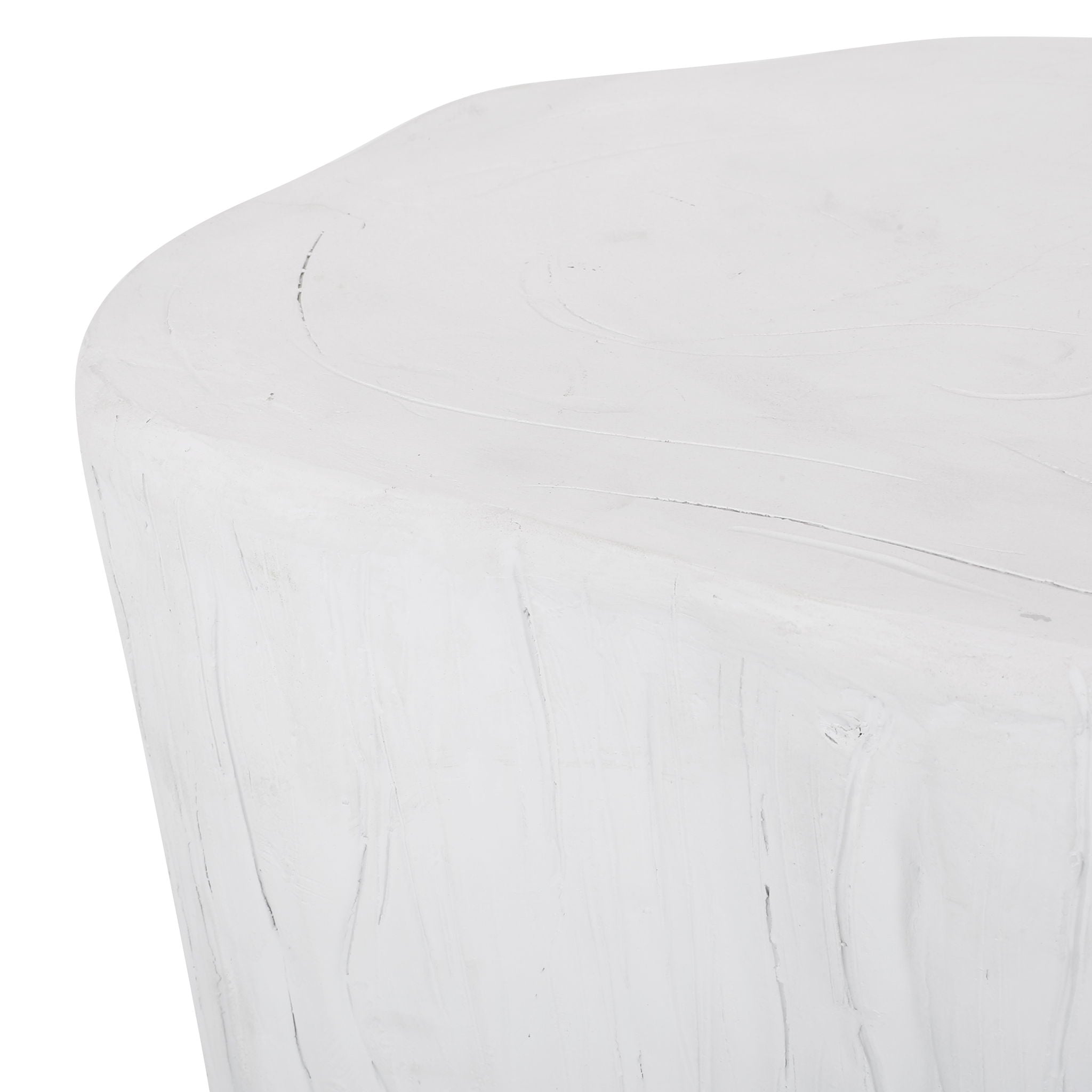 Outdoor, Lightweight Concrete Side Table - Antique White