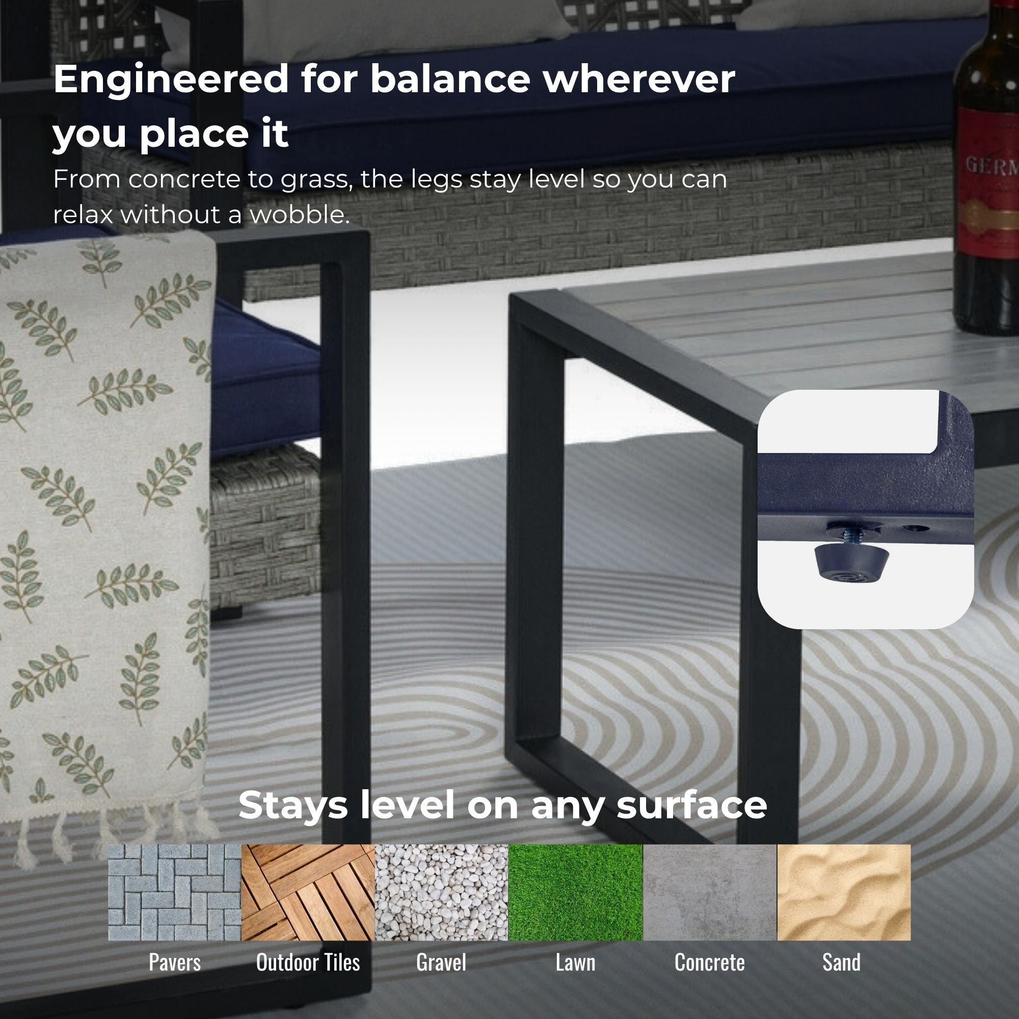 4 Piece Patio Furniture Set With Acacia Wood Table Top And Cushions