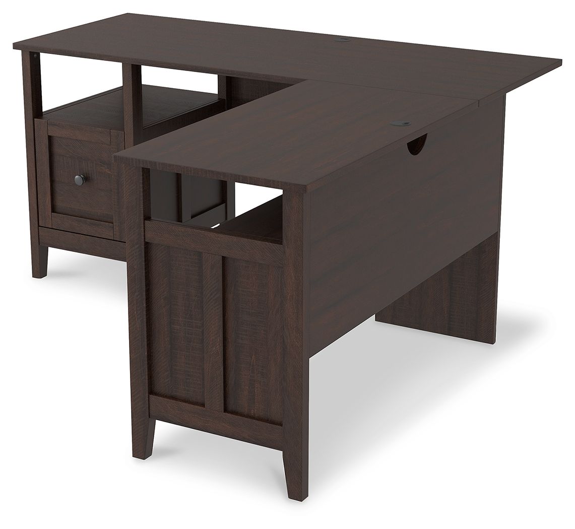 Signature Design by Ashley® Camiburg - Warm Brown - 2-Piece Home Office Desk | Meri Furniture