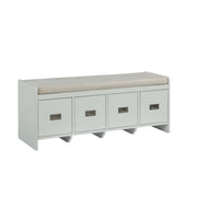Berci - Bench With Storage - Beige Fabric & White