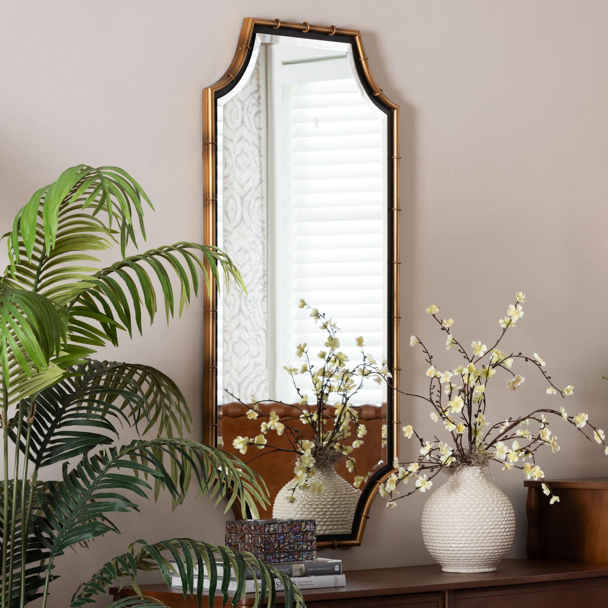 Lieven Accent Wall Mirror with Bamboo Inspired Frame