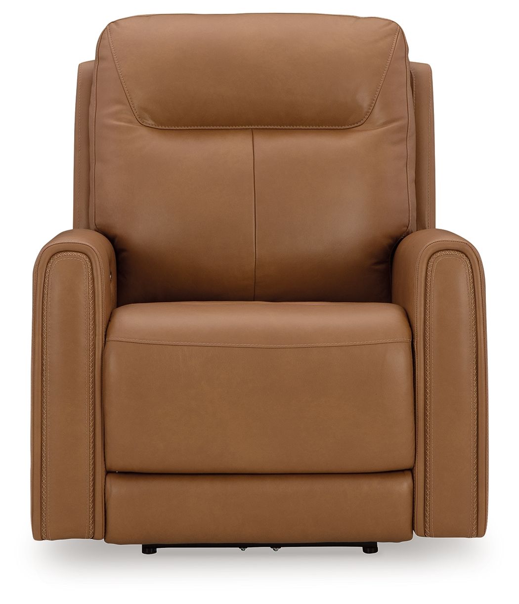 Signature Design by Ashley® Tryanny - Butterscotch - Power Recliner/ Adj Headrest | Meri Furniture