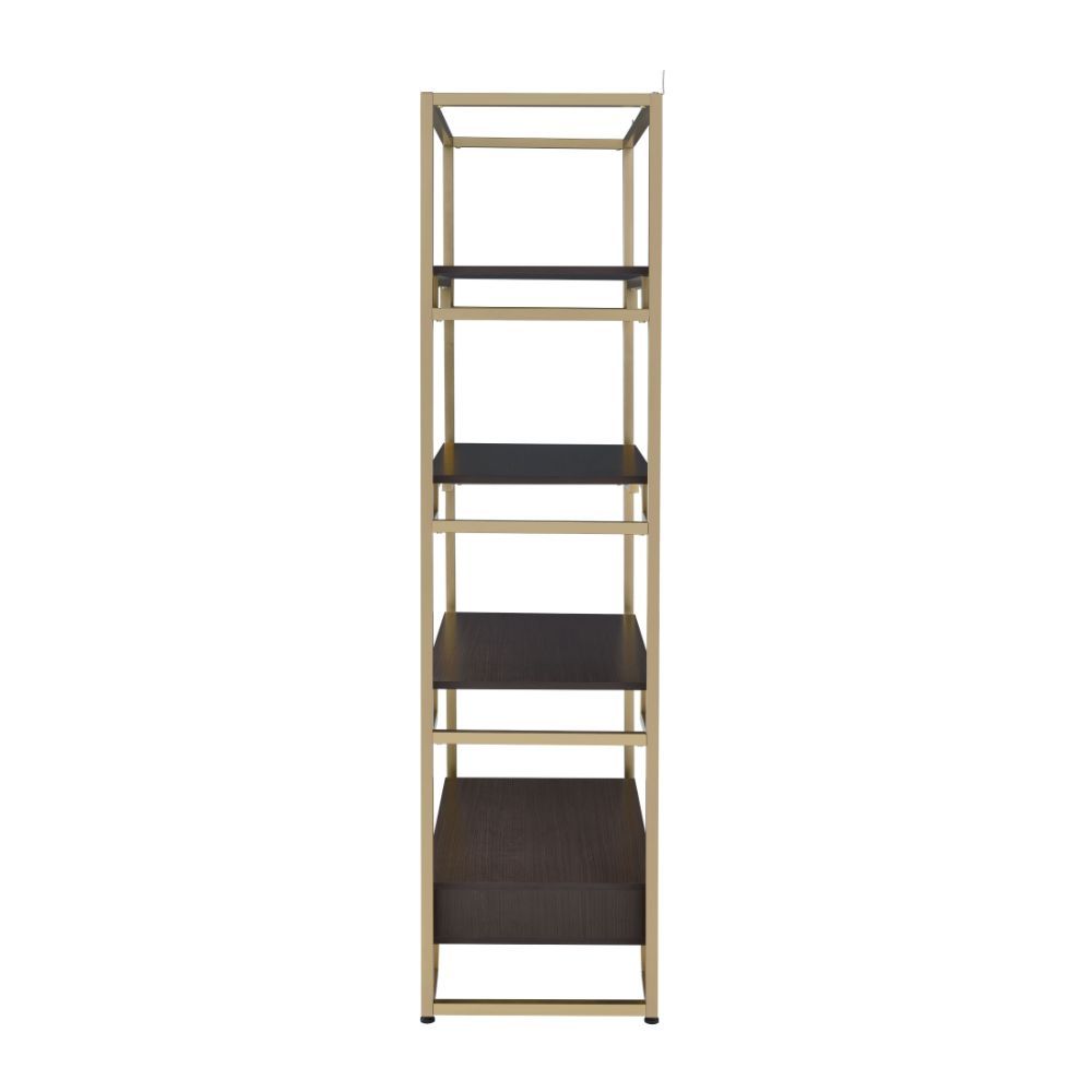 ACME Yumia - Bookshelf - Gold & Clear Glass | Meri Furniture