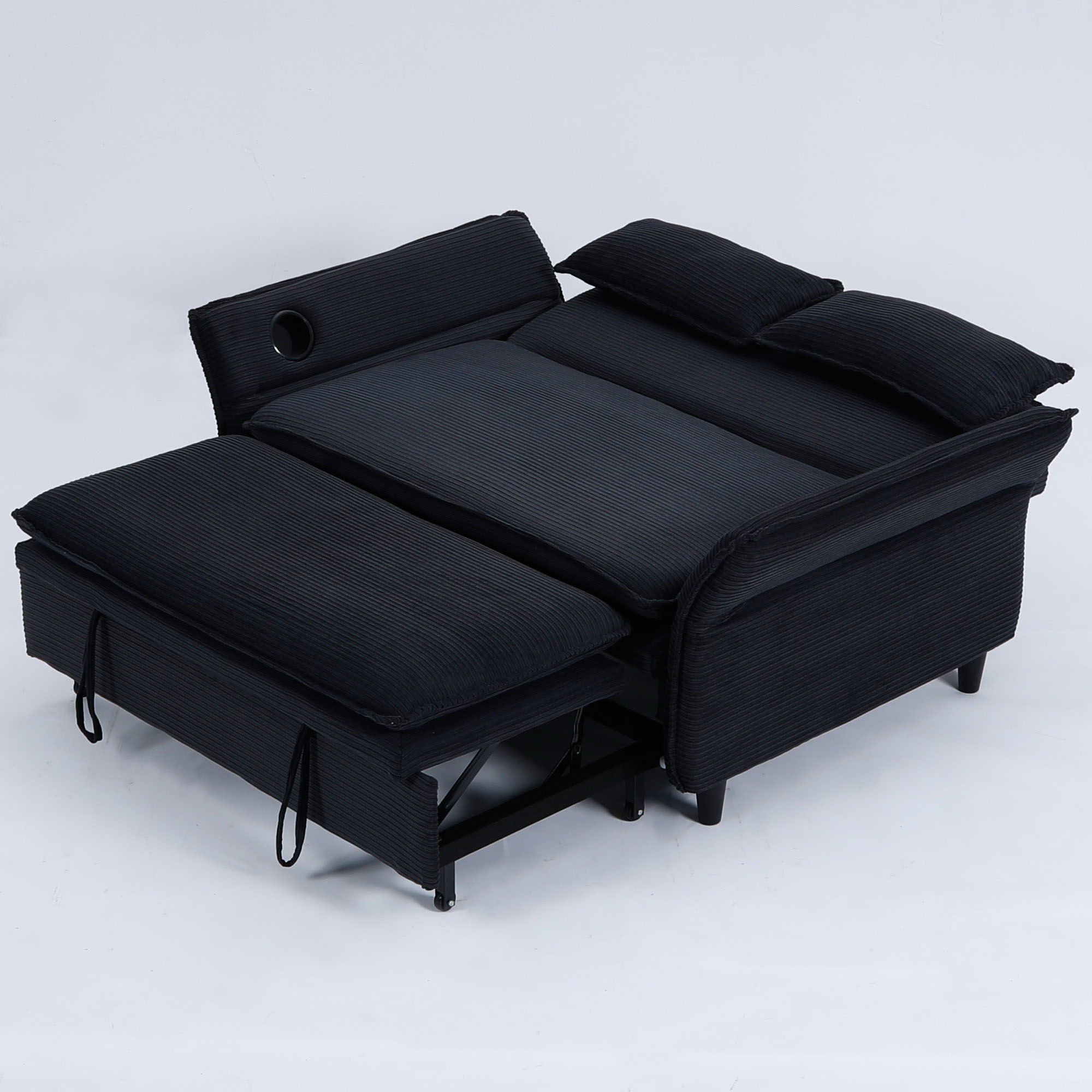 Modern Fabric Multi-Functional Sofa Bed With Adjustable Armrests And Backrests