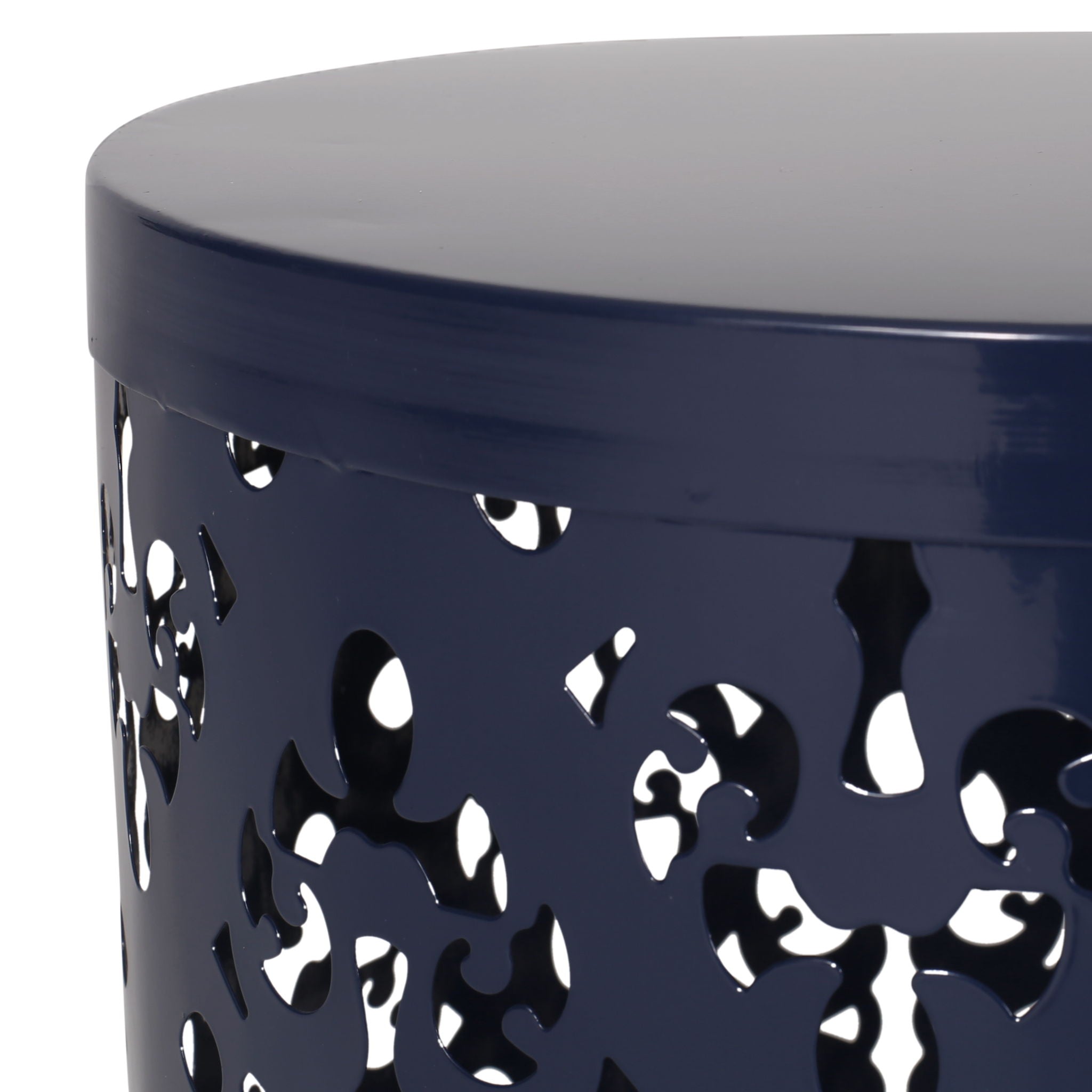 Modern Iron Cut Design End Table (Set of 2) - Navy Blue