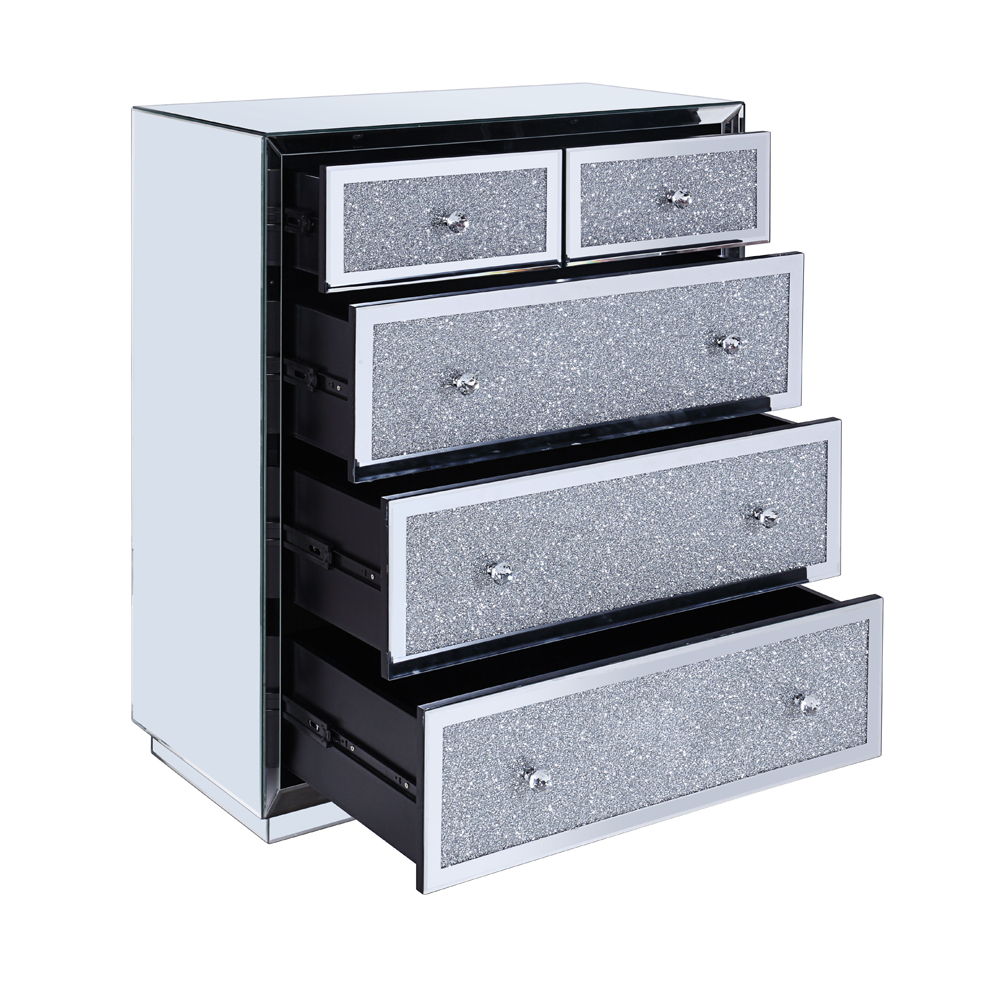 Noralie - Console Cabinet - Faux Diamonds & Mirrored