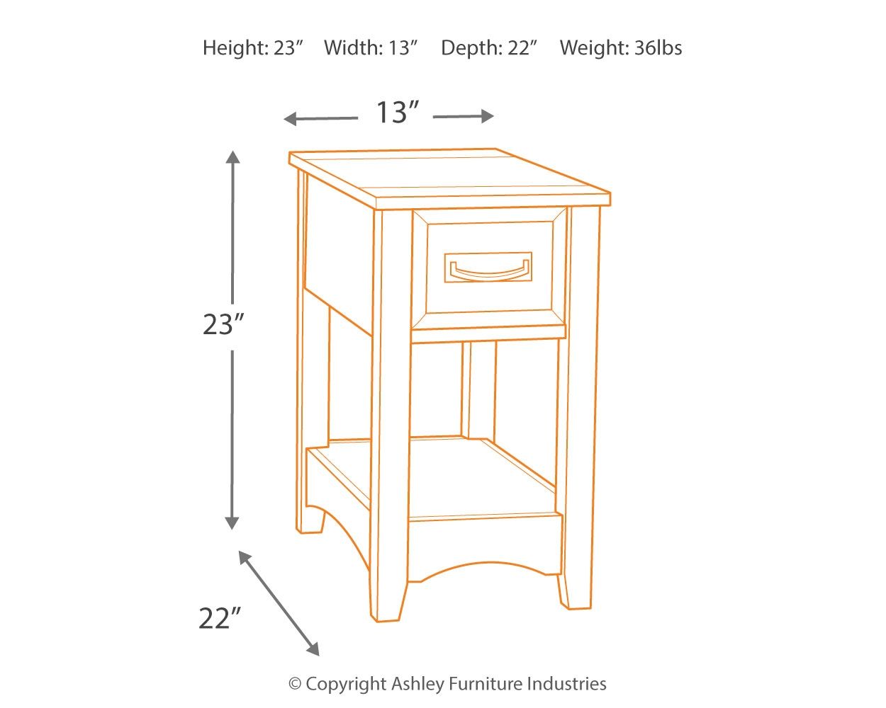 Signature Design by Ashley® Breegin - Brown - Chair Side End Table - 1 Drawer | Meri Furniture