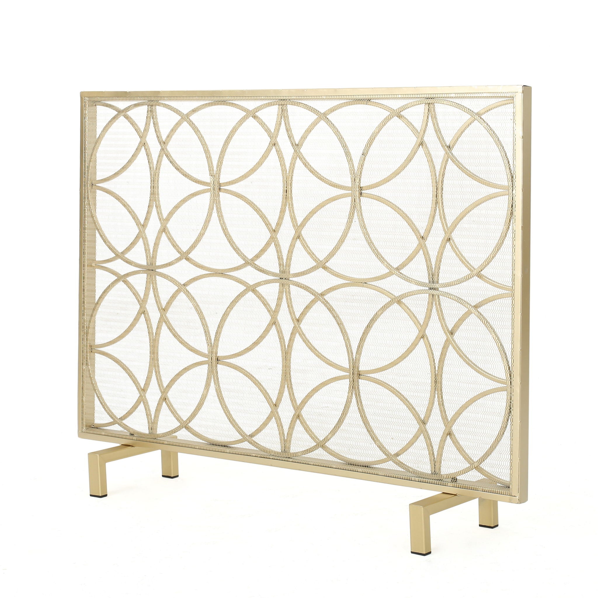 Thayer - Single Panel Iron Fireplace Screen With Geometric Design