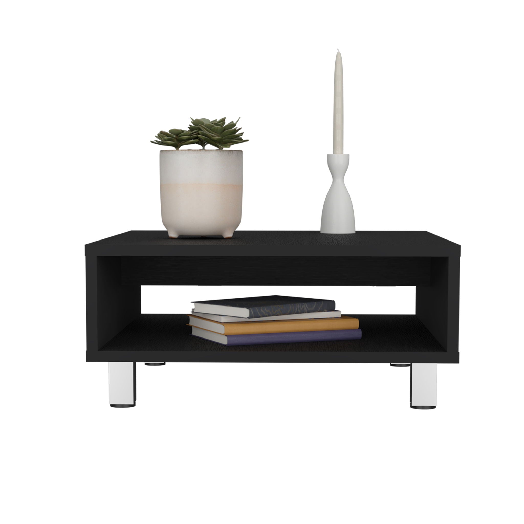 Coffee Table 1 Shelf, 4 Legs - Black