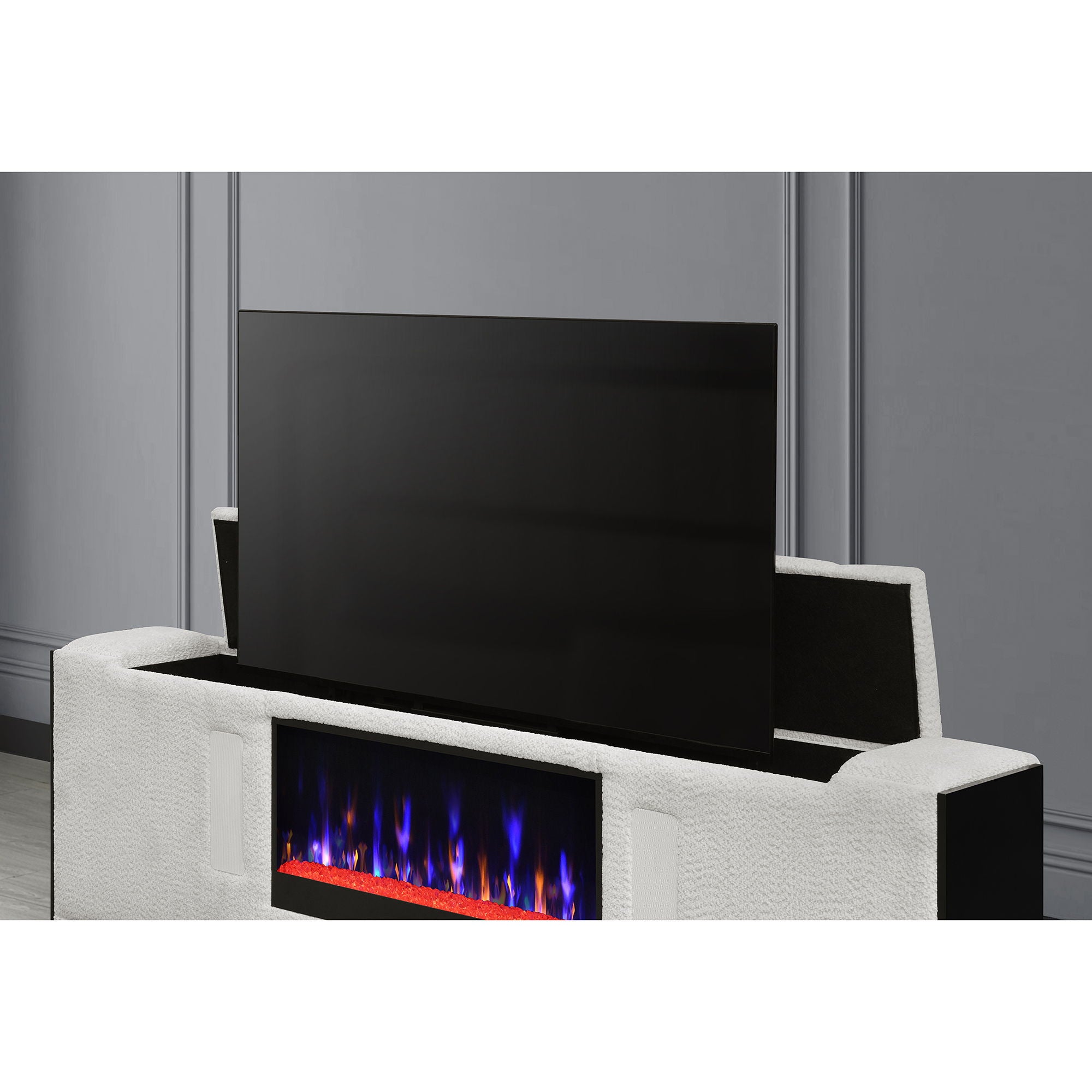 Isaiah - Bed With TV Lift-LED Speakers And Fireplace