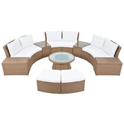 10 Piece Outdoor Sectional Half Round Patio Rattan Sofa Set