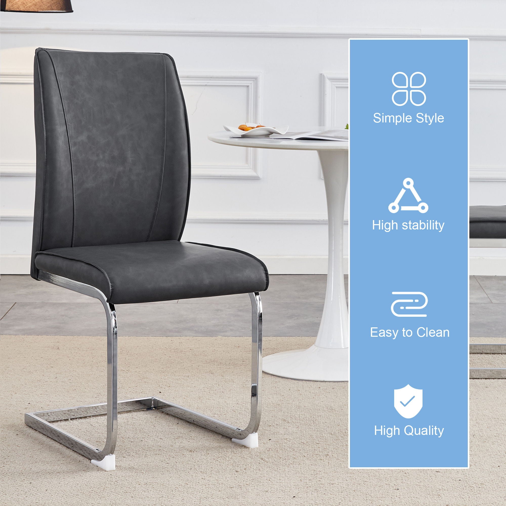 Luxury Simple Arch High Resilience Dining Chair With Arched Leg