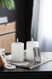 LED Candles With Wick And Remote Control Timer (Set of 2) - White