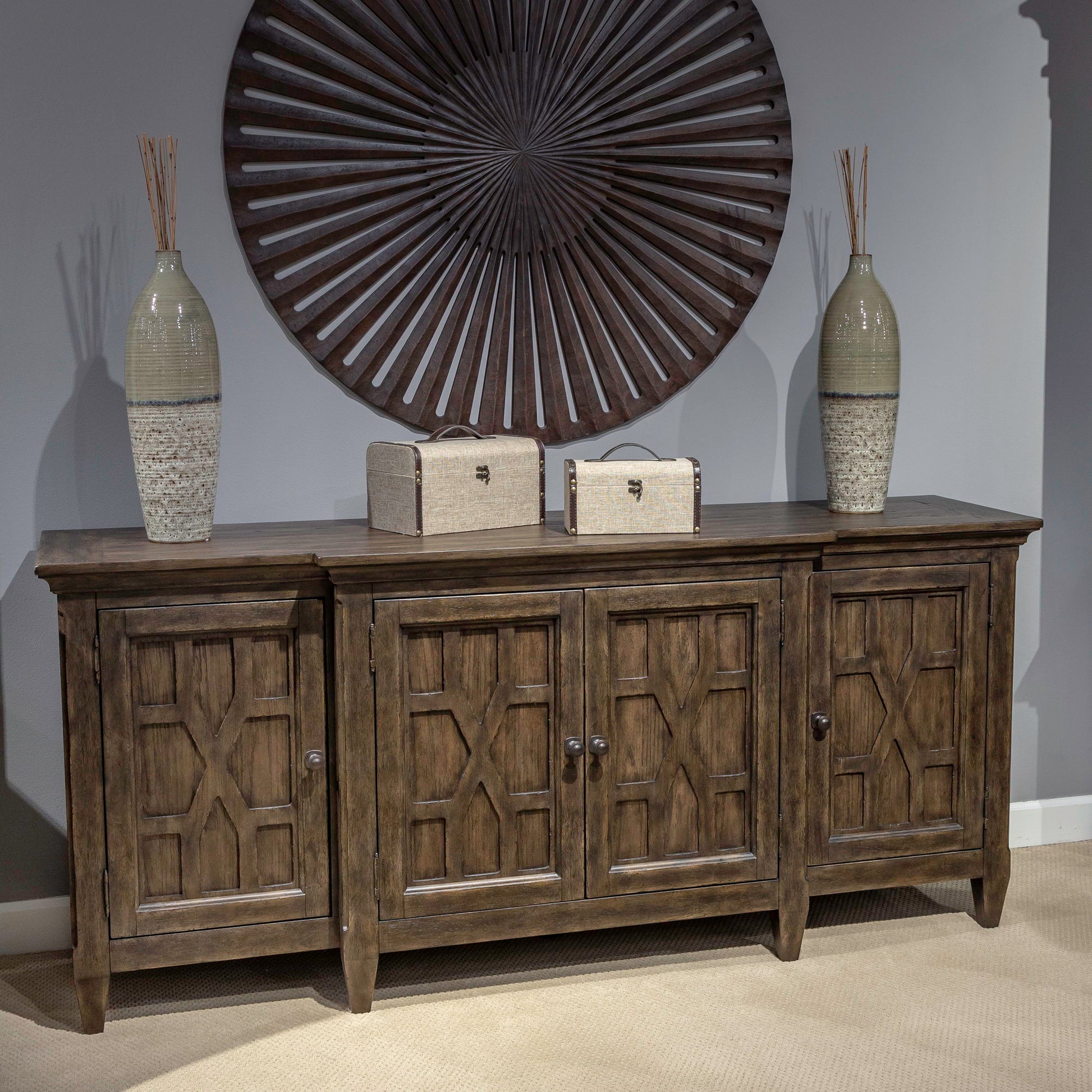 Liberty Furniture Paradise Valley - 76" TV Console - Dark Brown | Meri Furniture
