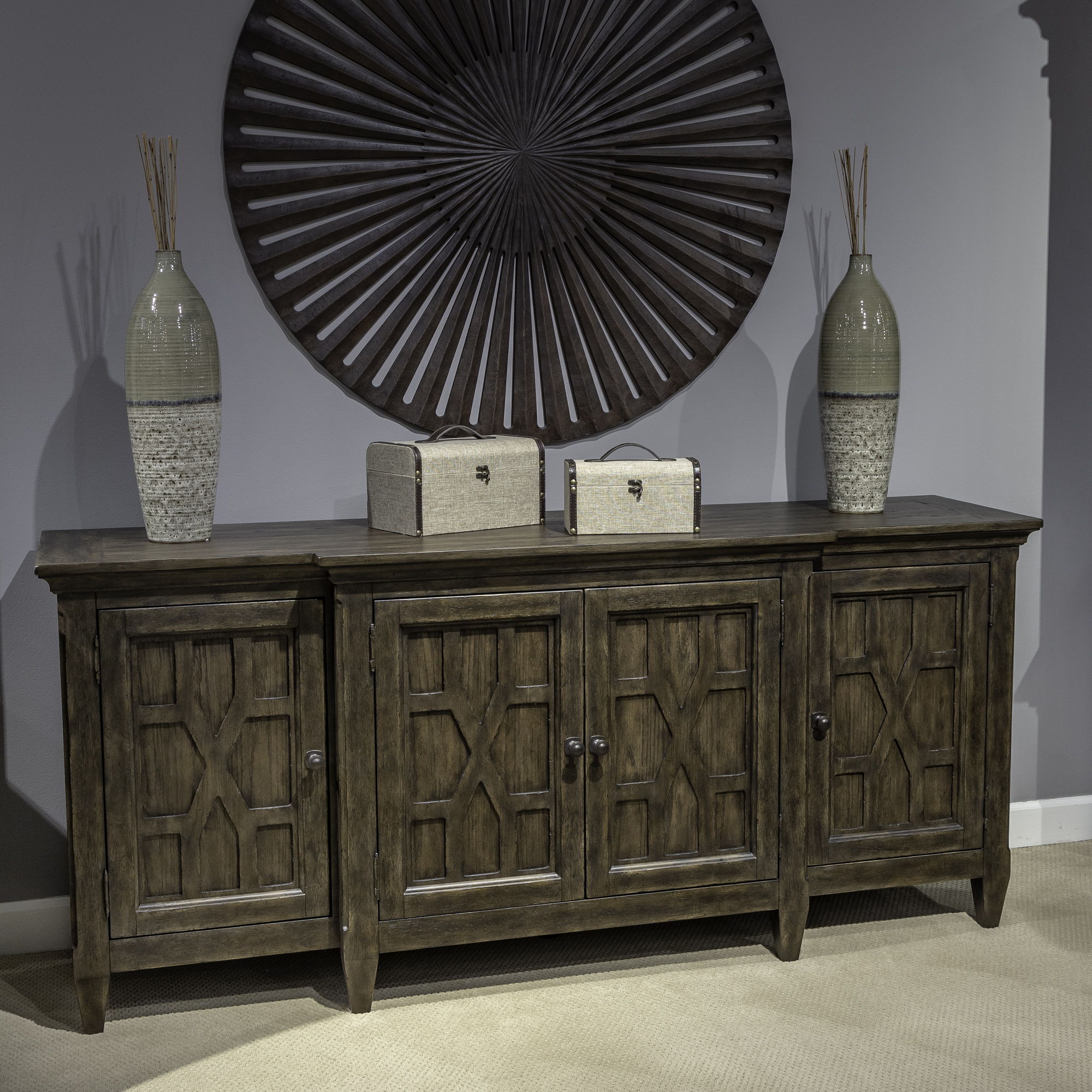 Liberty Furniture Paradise Valley - 76" TV Console - Dark Brown | Meri Furniture