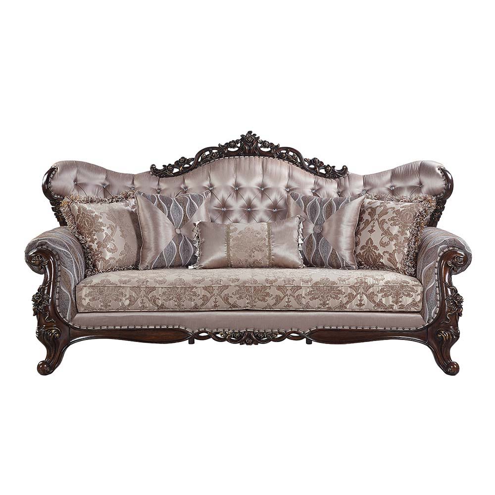 ACME Benbek - Sofa - Fabric & Antique Oak Finish | Meri Furniture