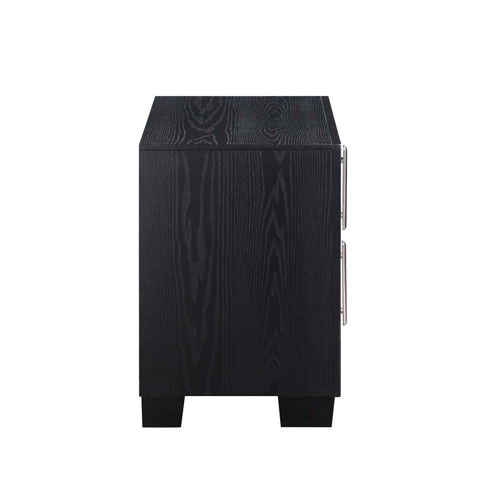 Nicola - Nightstand - Silver Synthetic Leather & Black