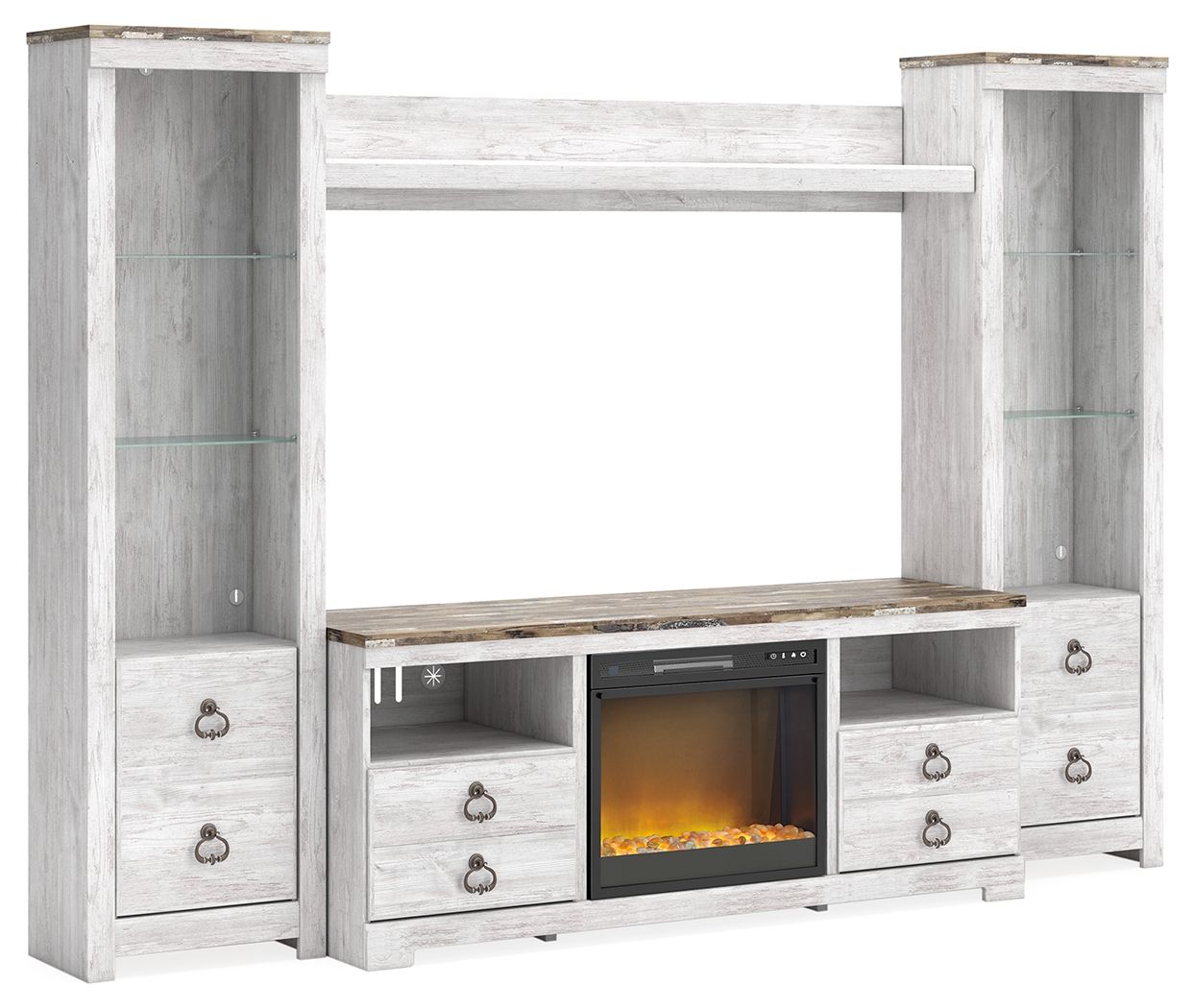 Signature Design by Ashley® Willowton - Entertainment Center With Fireplace Option | Meri Furniture