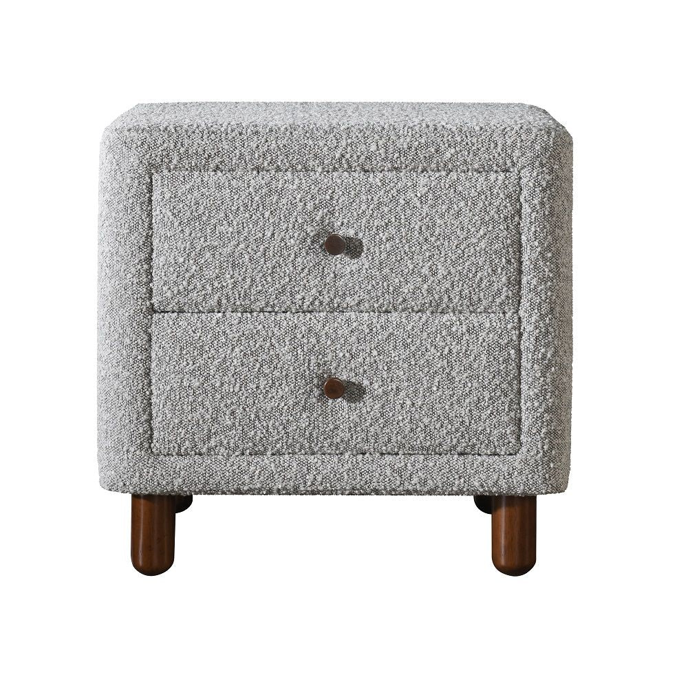 ACME Cleo - Nightstand - Gray Boucle | Meri Furniture