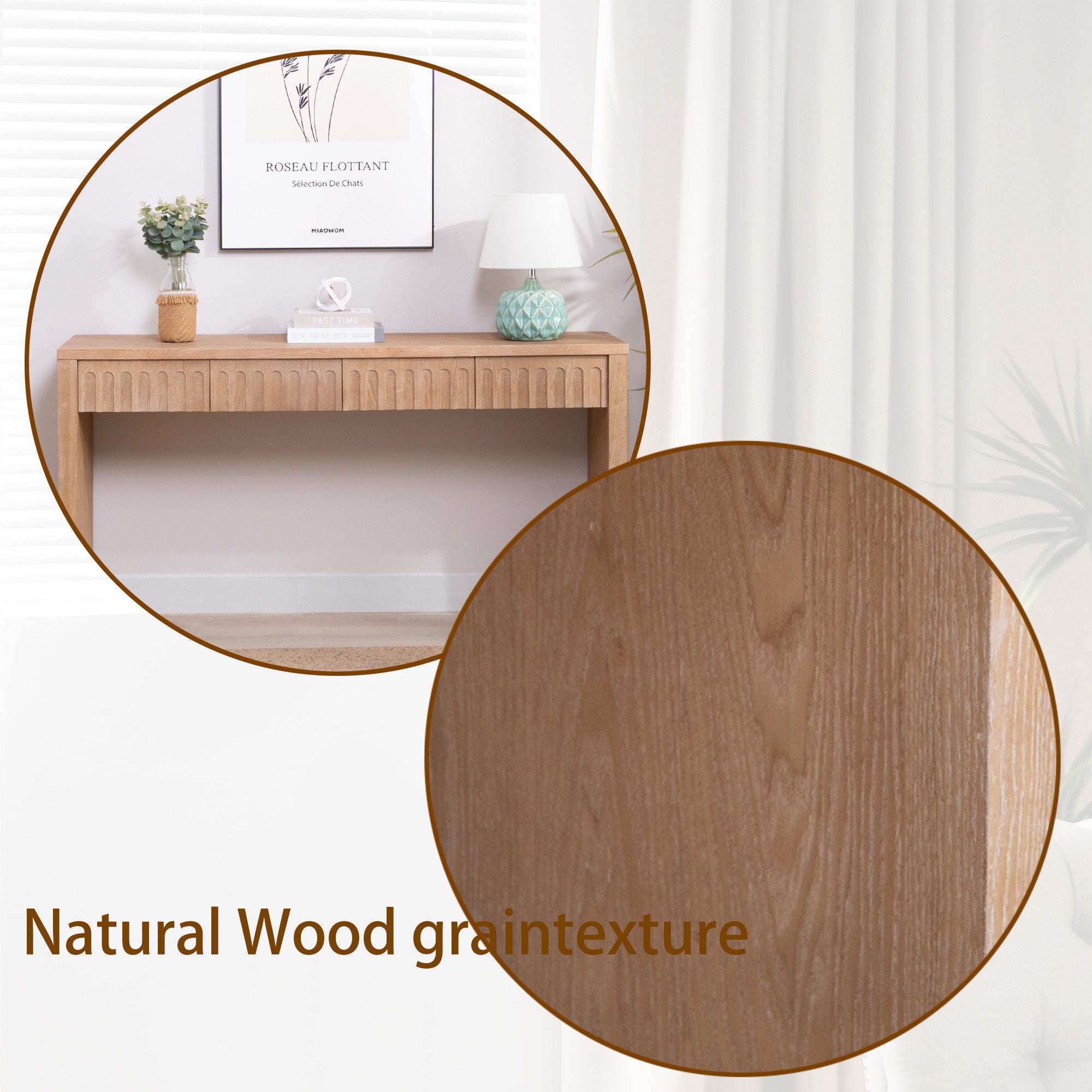 Modern Console Table With 4 Drawers, Entryway Table