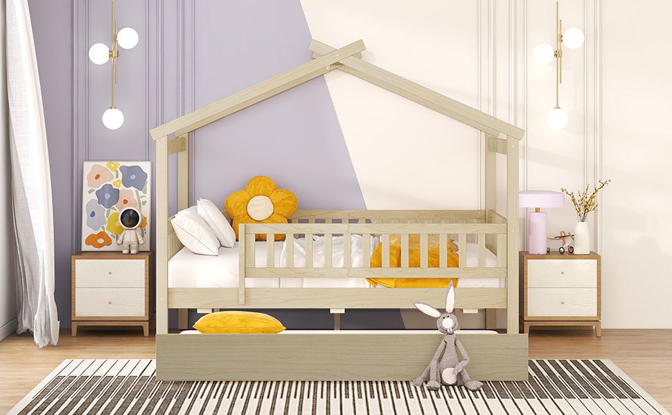 Creativity House Bed With Twin Size Trundle