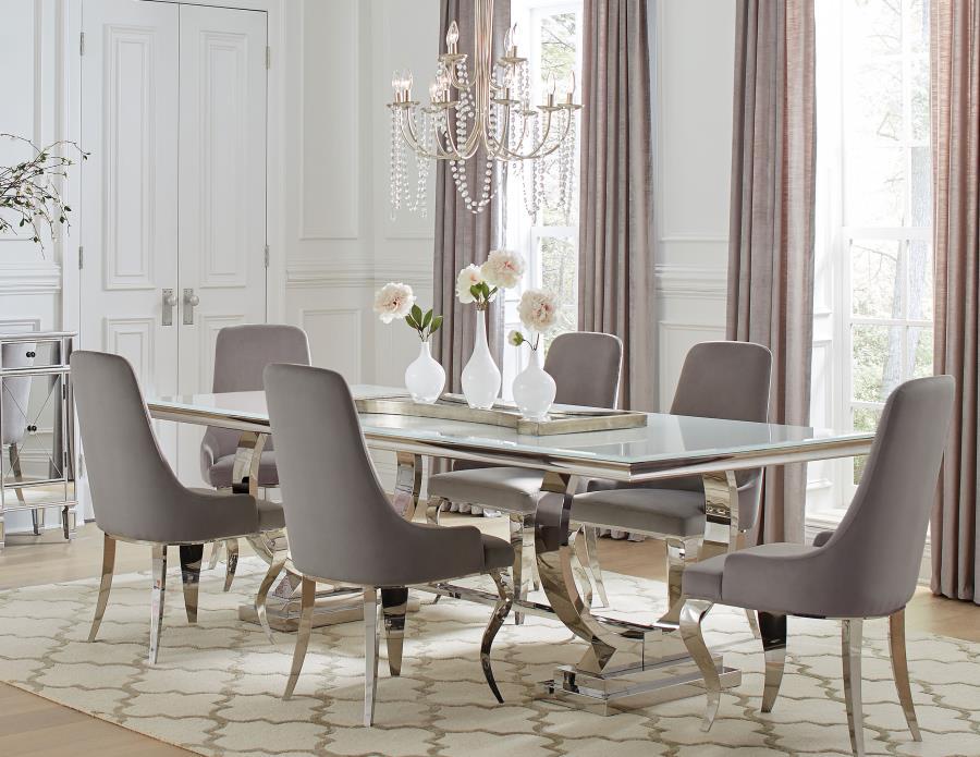 Coaster Fine Furniture Antoine - Rectangular Glass Top Dining Table Set | Meri Furniture
