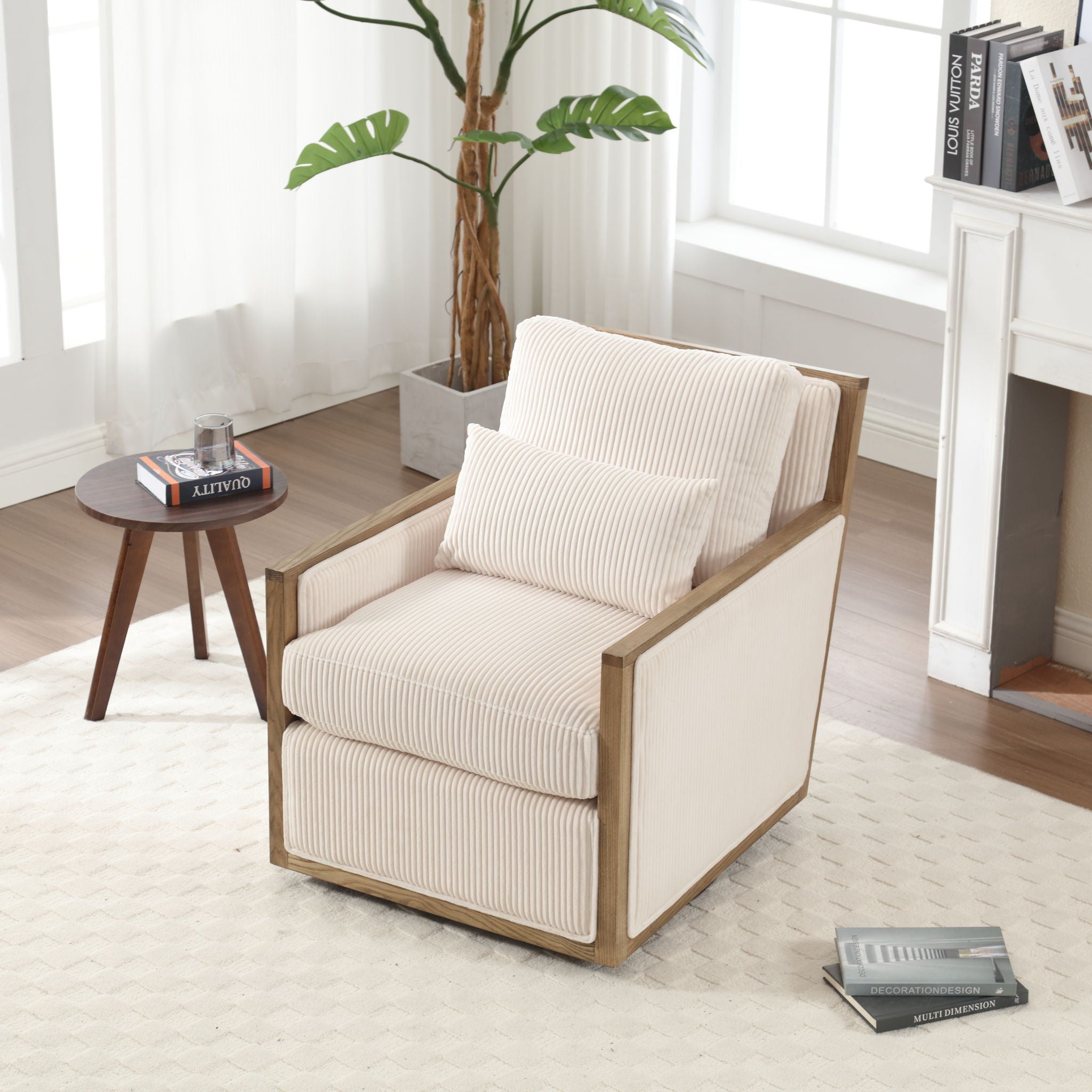 Comfy Accent Barrel Chair, 360 Degree Swivel