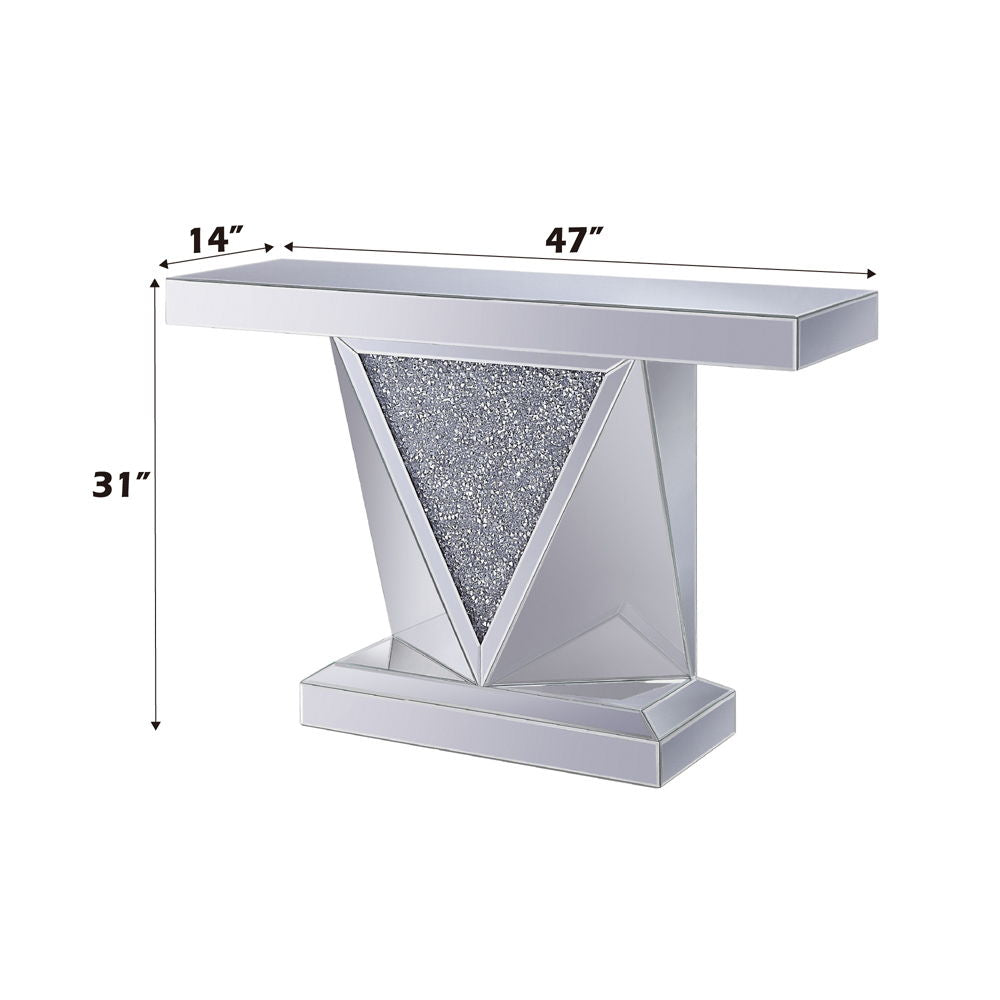 Noralie - 31"H Console Table - Mirrored & Faux Diamonds