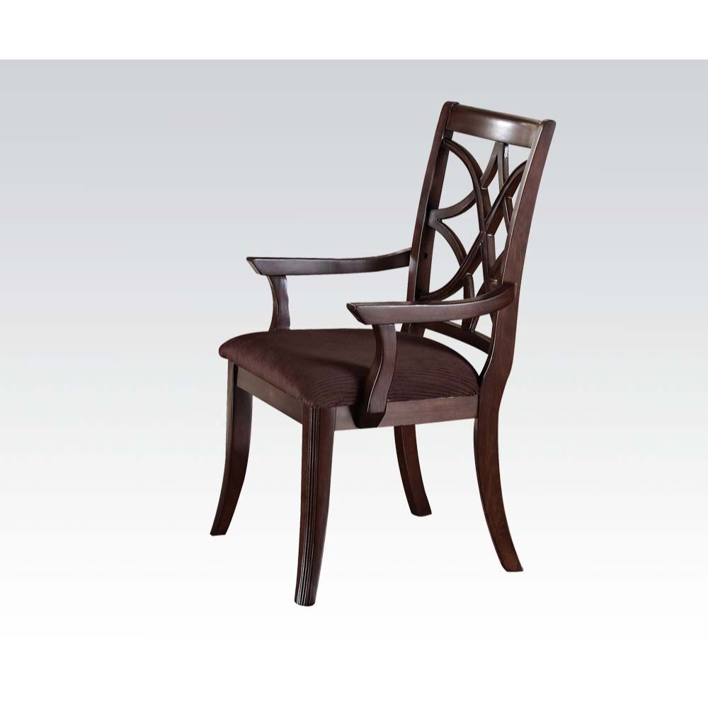 ACME Keenan - Chair (Set of 2) - Brown Microfiber & Dark Walnut | Meri Furniture