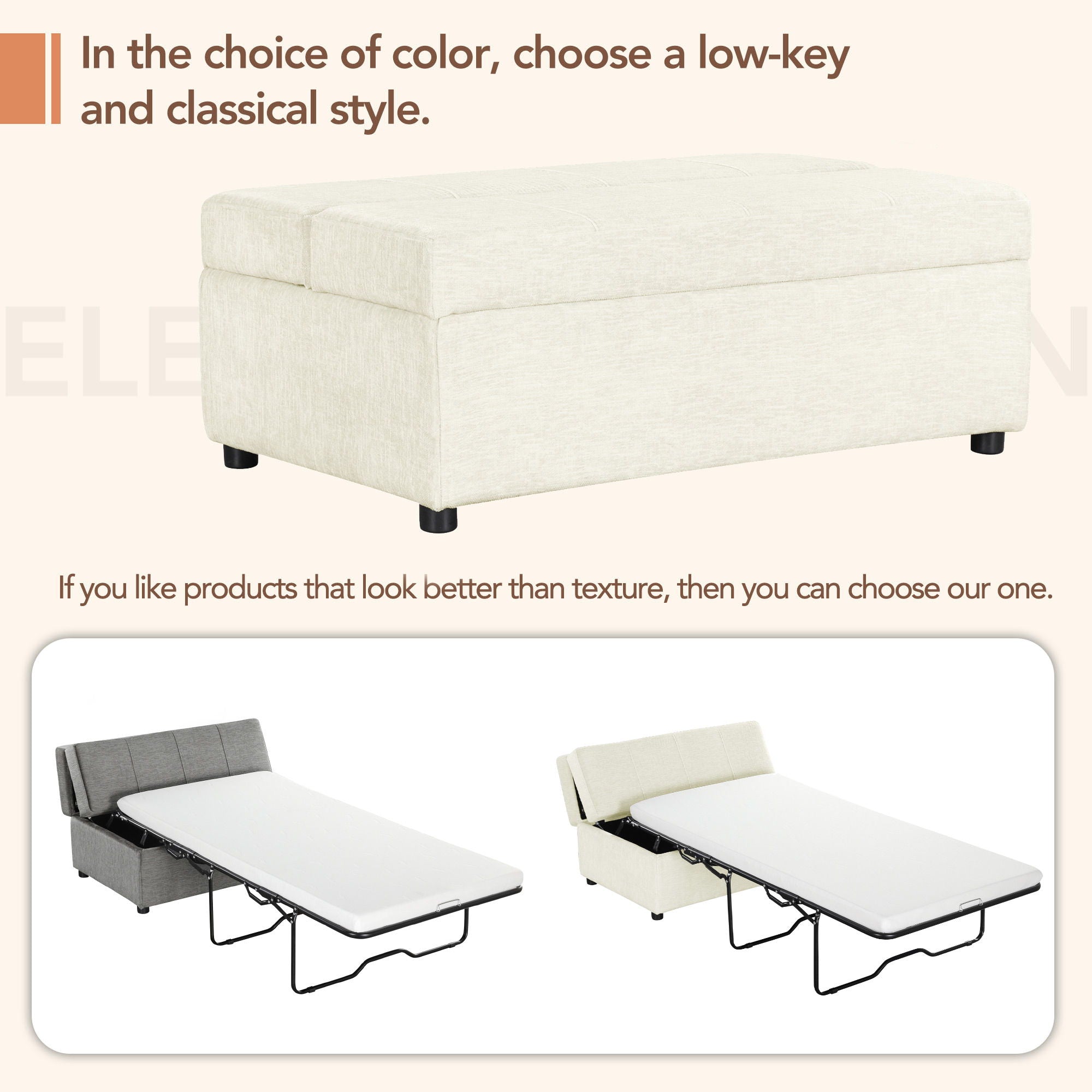 Twin Size Folding Ottoman Sleeper Bed With Mattress Convertible Guest Bed