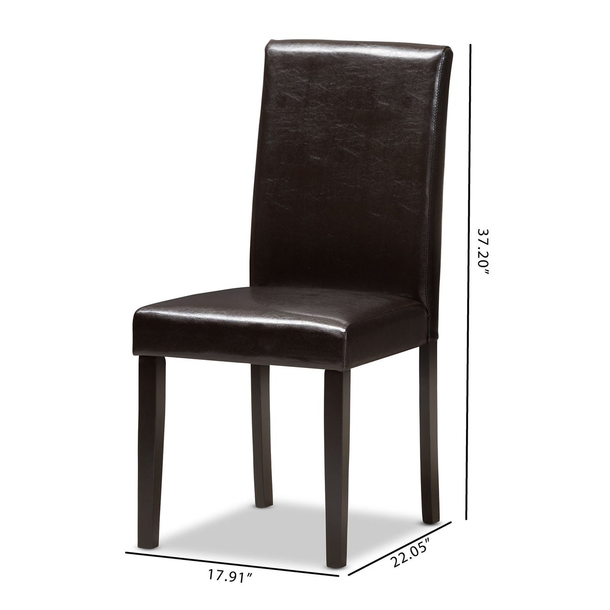 Mia Modern and Contemporary Dark Brown Faux Leather Upholstered Dining Chair (Set of 2)