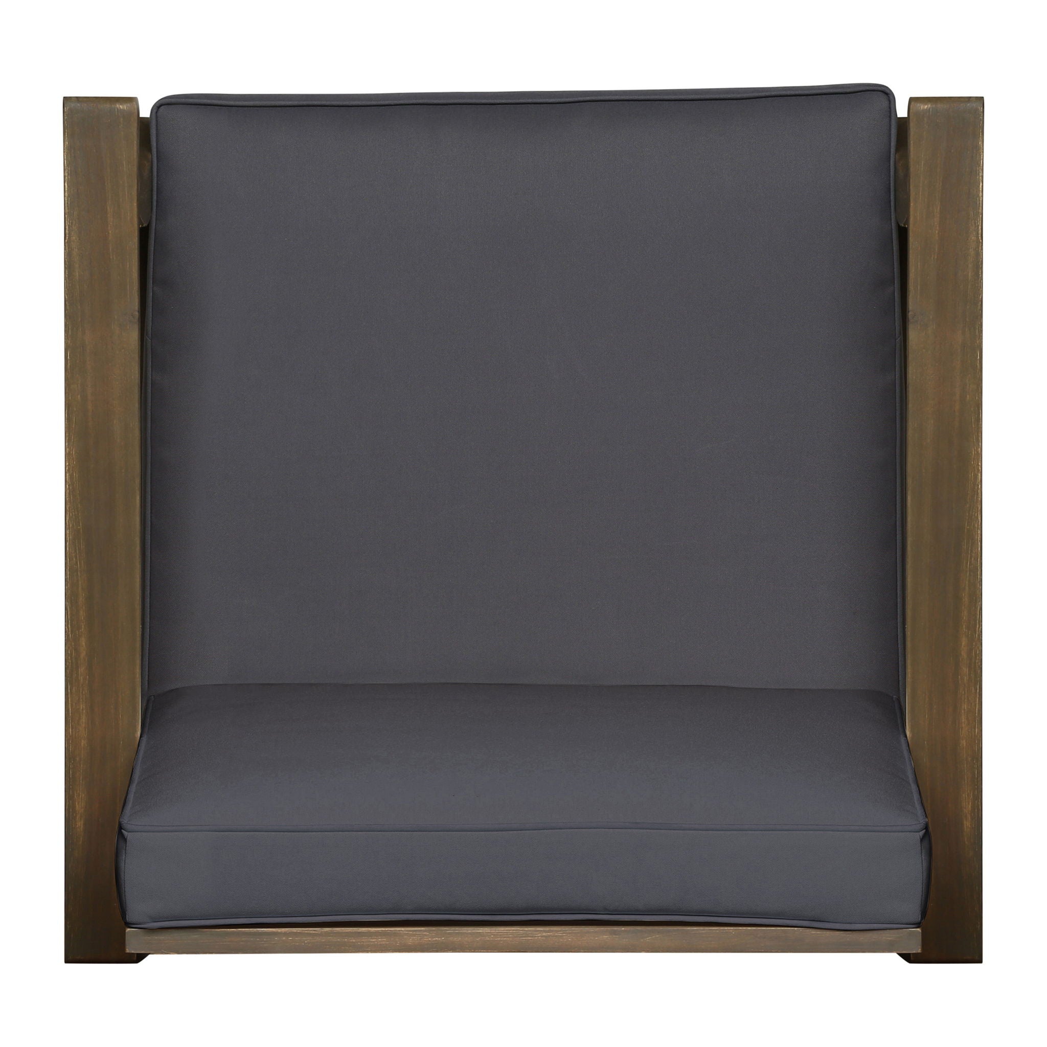 Enchanting Outdoor Club Chair With Slat Panel Design And Water Resistant Cushion - Dark Gray